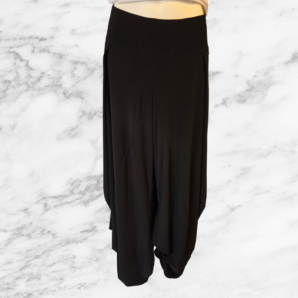 Joseph Ribkoff Black Wide Leg Draped‎ Pants Size 14 Made in Canada